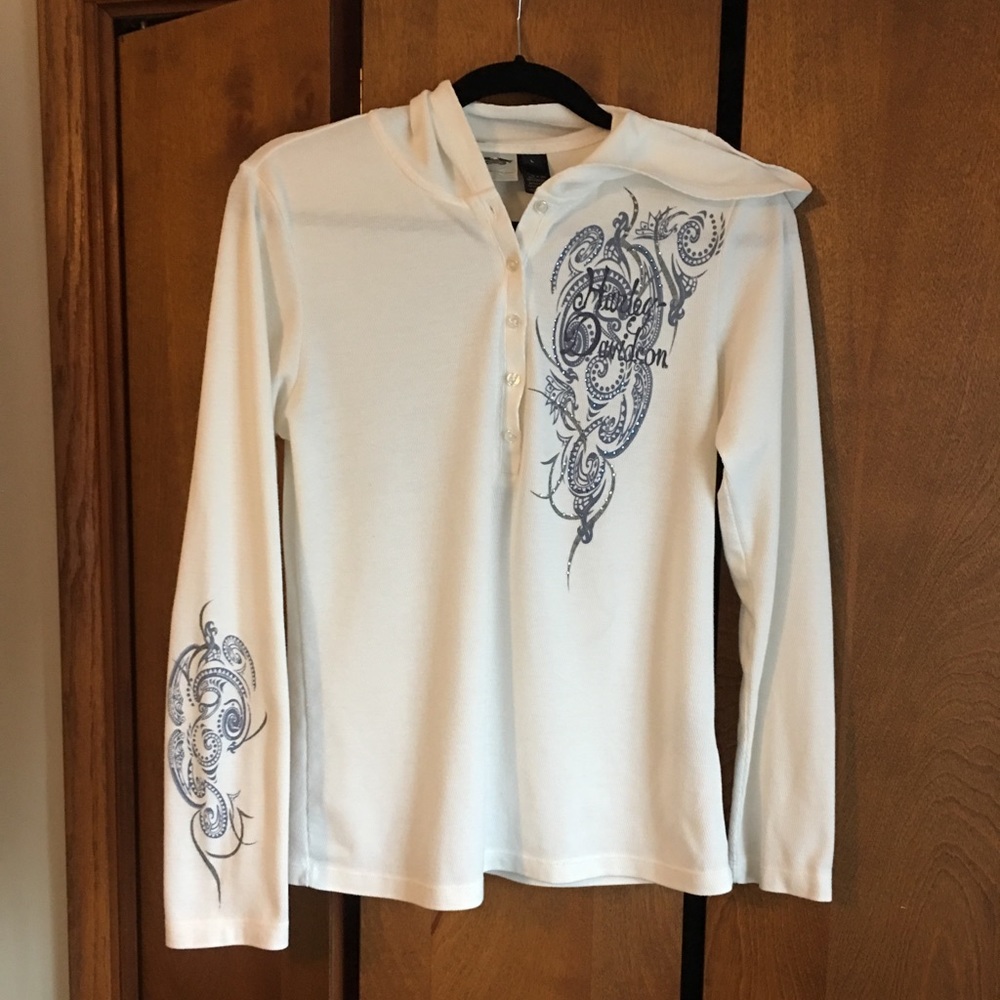 Harley Davidson hooded long sleeve bling